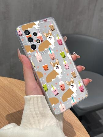 Cartoon Dog Pattern Clear Phone Case