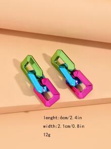 1pair European And American Style Simple Popular Geometric Acrylic Chain Earrings - Multicolor - View 2