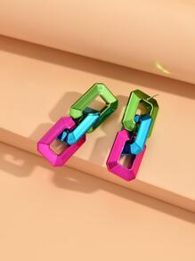 1pair European And American Style Simple Popular Geometric Acrylic Chain Earrings - Multicolor - View 3