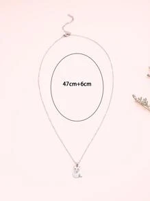 1入組現代簡約不銹鋼狐狸吊墜適用於女性生日禮物吊墜 - 銀色 - 查看 3