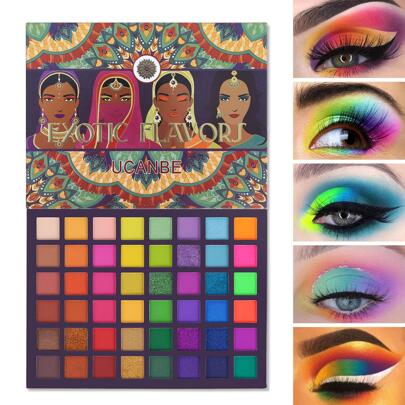 UCANBE Neon Eyeshadow Makeup Palette - 48 Colorful High Pigmented - Rainbow Matte Shimmer Glitter Eye Shadow Make Up Pallet Gift Set