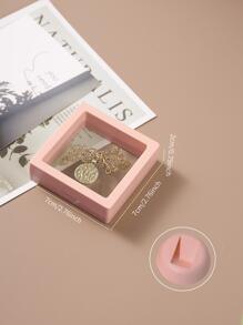 1入組彩色簡約風漂浮首飾收納盒,耳環&耳釘&耳朵保護收納殼套,手環&手鐲展示盒,項鍊&腳錬整理&收納盒 - 粉色 - 查看 3