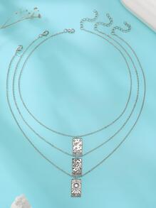 3pcs/set Fashionable Personalized Sun, Moon, Star Pattern Necklace Set For Best Friends Gift - Antique Silver - View 3