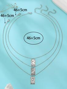 3pcs/set Fashionable Personalized Sun, Moon, Star Pattern Necklace Set For Best Friends Gift - Antique Silver - View 7