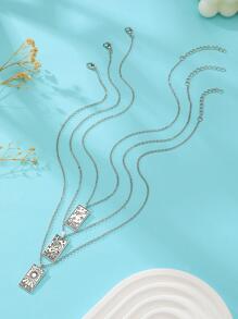 3pcs/set Fashionable Personalized Sun, Moon, Star Pattern Necklace Set For Best Friends Gift - Antique Silver - View 2