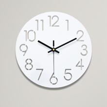 現代簡約金屬創意壁鐘,30CMX30CM,適用於客廳,廚房,臥室,餐廳和辦公室 - 白色 - 查看 1