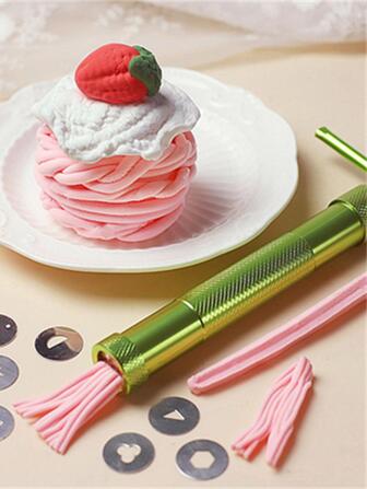 Rotary Squeezer Clay Cake Sculpture Gun With 20 Tips Clay Craft Sugar Paste Extruder Fondant Cake Sculpture Mold Tool
