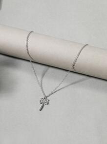 Collar con accesorio con diamante de imitación árbol de coco - Plateado - Ver 3