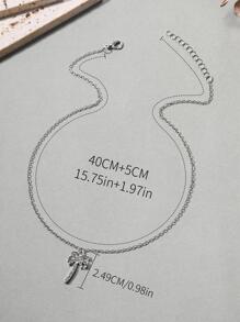 Collar con accesorio con diamante de imitación árbol de coco - Plateado - Ver 5