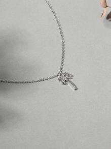 Collar con accesorio con diamante de imitación árbol de coco - Plateado - Ver 4