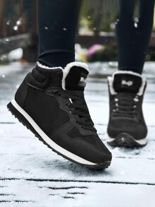 中切加厚濃烈香調內襯鞋適合男人及女人,老年輕便雪地靴 - 黑色 - 查看 1