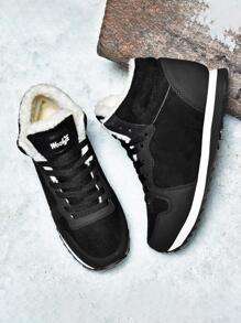 中切加厚濃烈香調內襯鞋適合男人及女人,老年輕便雪地靴 - 黑色 - 查看 2