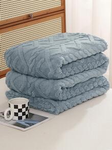 1入組灰色的編織圖案簡約風&舒服的床披肩 - 灰色 - 查看 3