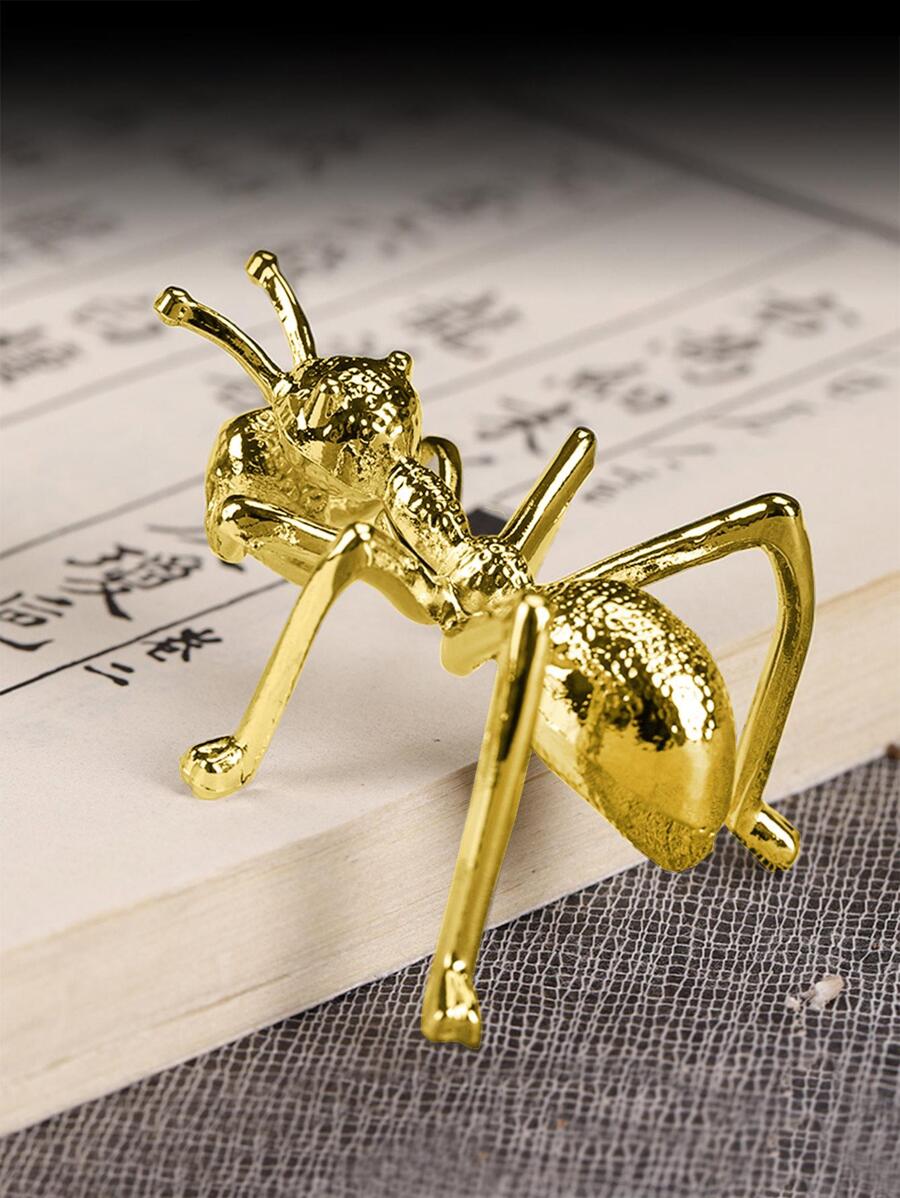 1入組金色創意螞蟻桌面裝飾品手工藝寵物託盤裝飾用品 - 金色 - 查看 1