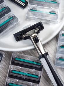 1入組手柄和27入組刀片/男士手動安全刮鬍刀 2 層不鏽鋼刮鬍刀片可更換刮鬍刀頭 - 彩色 - 查看 5