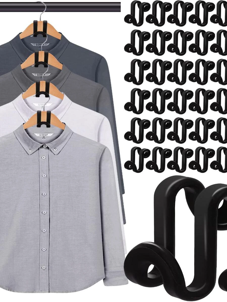 20pcs Solid Color Hanger Connector Hook - Black - View 1