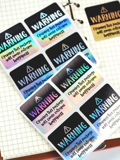 60pcs Warning Slogan Design Surprise Laser Stickers,Christmas Valentine Day
