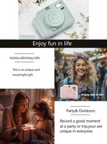 1Set Popoto Instant Mini Camera Suitable For Mini Twin Pack Film(Include Films)Gift/Party/Outdoors/Wedding/Girl Friend/Child/Merry Christmas - Blue - View 8
