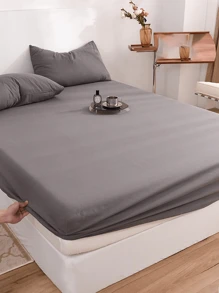 3pcs Deep Grey Skin-Friendly Brushed Fitted Sheet Set