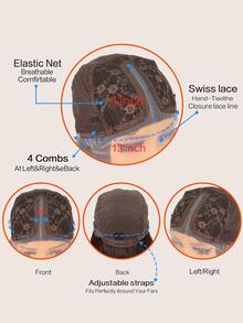 Tóc giả ren T-Part tổng hợp chịu nhiệt 13 X 4 X 1 Sóng dài Màu nâu sẫm Dùng hàng ngày cho phụ nữ Tóc giả mềm mại tổng hợp trông tự nhiên dành cho người mới bắt đầu - Dark Brown - Xem 7