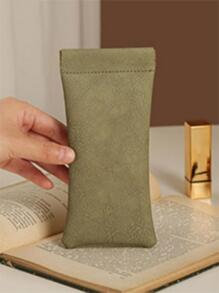 1 pieza Estuche de almacenamiento de gafas de unicolor, liviano y portátil. Puedes guardar tus gafas contigo durante viajes de negocios, se puede plegar y almacenar, y es fácil de transportar. Bolsa de maquillaje, organizador de maquillaje, almacenamiento de maquillaje. - Verde Oliva - Ver 2