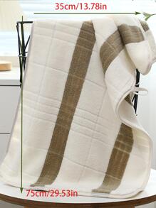 2入組/套綠色吸水和柔軟的毛巾帶方格圖案 - 綠色 - 查看 5