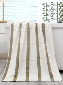 2入組/套綠色吸水和柔軟的毛巾帶方格圖案 - 綠色 - 查看 2