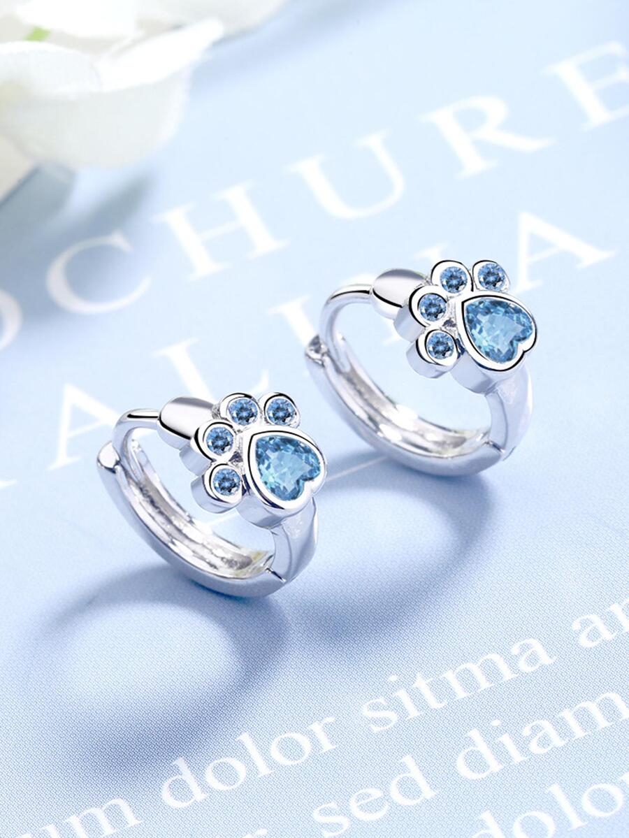 Thời Trang Mới Xi Mạ Bông Tai Màu Xanh Đính Đá Cubic Zirconia Mèo Móng Vuốt Cổ Điển Thiết Kế Phong Cách Dễ Thương Dành Cho Nữ Trang Sức Quà Tặng - Nhiều màu - Xem 1