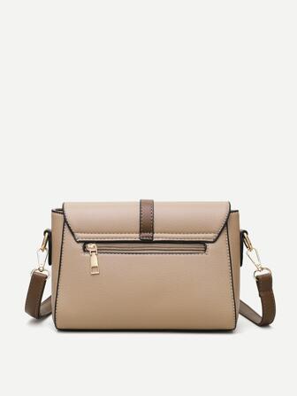 Lätt, Business Casual Enkel Och Retro Color Block Flik Crossbody-väska För tonårsflickor Kvinnor Högskolestudenter, Rookies och tjänstemän Perfekt för kontor, högskola, arbete, affärer, pendling, utomhus, resor, utflykter