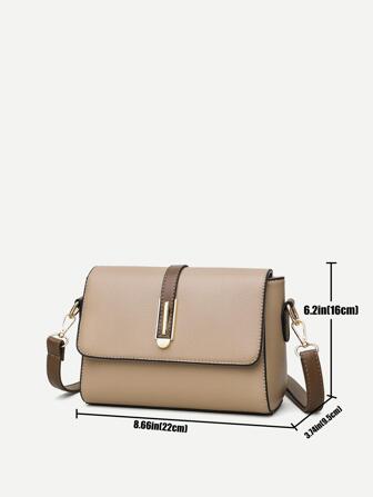 Simple And Retro Colour Block Flap Crossbody Bag