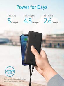 Anker Portable Charger, USB-C Power Bank 20000mAh with 20W Power Delivery, 525 Power Bank (PowerCore Essential20K PD) for Phone 13/13 Pro / 13 Pro Max/12/12 Pro, Samsung, iPad Pro, and More - Black - View 4