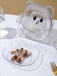 1入組塑料餐盤卡通熊設計廚房透明盤子 - 無色 - 查看 5