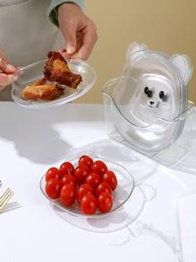 1入組塑料餐盤卡通熊設計廚房透明盤子 - 無色 - 查看 1