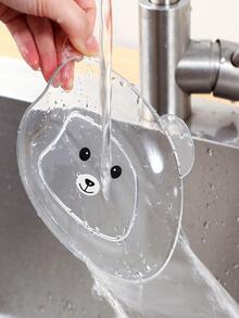 1入組塑料餐盤卡通熊設計廚房透明盤子 - 無色 - 查看 2