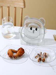 1入組塑料餐盤卡通熊設計廚房透明盤子 - 無色 - 查看 4