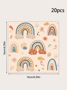 20入組彩虹樣式一次性餐巾 - 彩色 - 查看 3