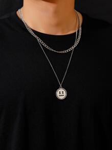 2入組嘻哈男士不銹鋼鏈條樣式項鍊 - 銀色 - 查看 9