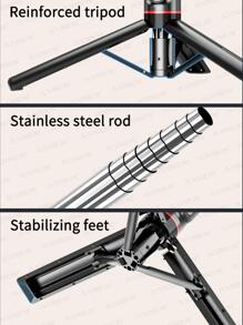 AXNEN 44.9英寸自拍杆，带加固三脚架 - 2个补光灯，可伸缩便携式手机三脚架，带遥控器，兼容 14 Pro Max/13/12/11、安卓智能手机，黑色，适合夏季度假、旅行、户外活动、直播