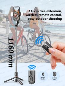 AXNEN 44.9英寸自拍杆，带加固三脚架 - 2个补光灯，可伸缩便携式手机三脚架，带遥控器，兼容 14 Pro Max/13/12/11、安卓智能手机，黑色，适合夏季度假、旅行、户外活动、直播