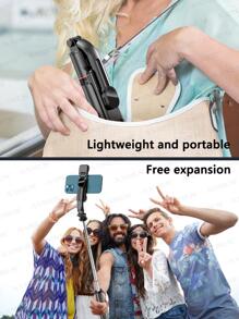 AXNEN 44.9英寸自拍杆，带加固三脚架 - 2个补光灯，可伸缩便携式手机三脚架，带遥控器，兼容 14 Pro Max/13/12/11、安卓智能手机，黑色，适合夏季度假、旅行、户外活动、直播