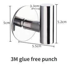 MUZIHOK 2PCS Wall Hook Bright Stainless Steel Clothes Hanging Hooks Matte Black 3M Adhesive Key Robe Hanger Towel Holder for Bathroom Kitchen - Silver - View 1