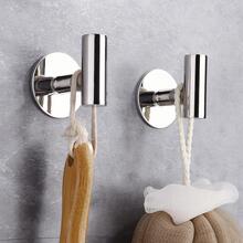 MUZIHOK 2PCS Wall Hook Bright Stainless Steel Clothes Hanging Hooks Matte Black 3M Adhesive Key Robe Hanger Towel Holder for Bathroom Kitchen - Silver - View 4