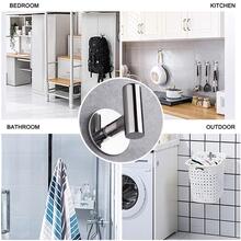 MUZIHOK 2PCS Wall Hook Bright Stainless Steel Clothes Hanging Hooks Matte Black 3M Adhesive Key Robe Hanger Towel Holder for Bathroom Kitchen - Silver - View 6