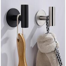 MUZIHOK 2PCS Wall Hook Bright Stainless Steel Clothes Hanging Hooks Matte Black 3M Adhesive Key Robe Hanger Towel Holder for Bathroom Kitchen - Silver - View 3