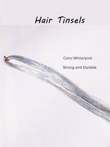 Hair Tinsel Strands Long Staight Hair Extensions Party Highlight Hair Pieces Sparkling Shiny Hair Extensions 1pc/Pack