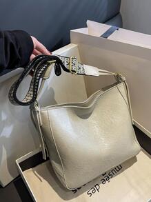 大容量時尚單肩包 - 白色 - 查看 7