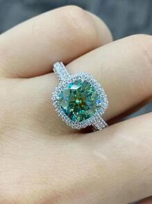 Nhẫn trang trí đá rhinestone - màu xanh lá - Xem 4