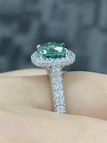 Nhẫn trang trí đá rhinestone - màu xanh lá - Xem 3