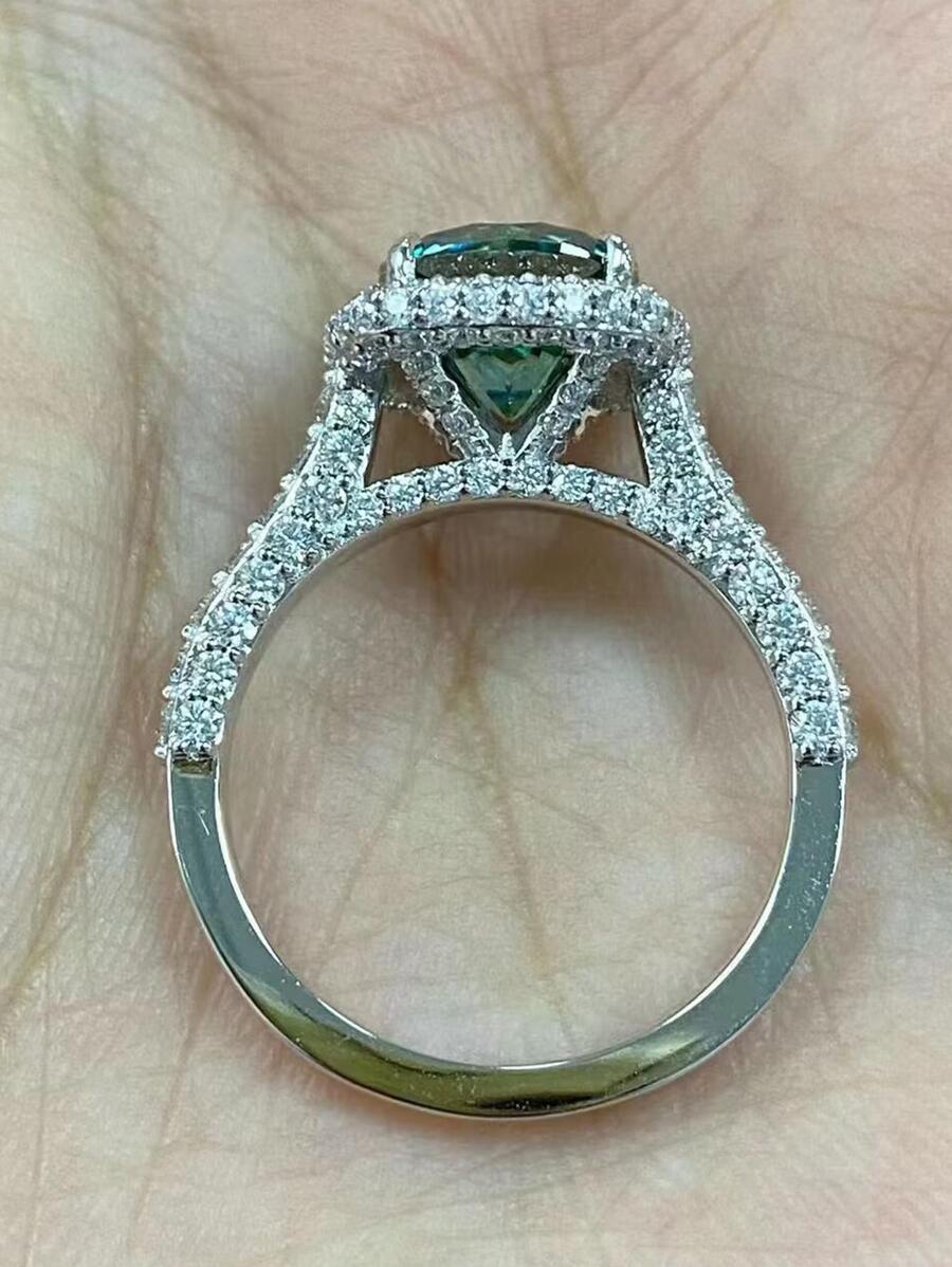 Nhẫn trang trí đá rhinestone - màu xanh lá - Xem 1