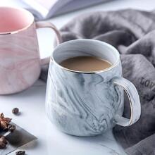 1 pieza Taza de cerámica con patrón de mármol, de vuelta al colegio